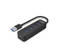 UNITEK Hub Actif 10 W avec câble de 15 cm intégré avec connecteurs USB-A 4 Ports USB-3.1 et 1 Port USB-C 5 V2 A Transfert de données instantané jusqu'à 5 Gbps et Charge sûre Plug and Play