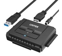 UNITEK IDE SATA USB3.0 Adaptateur Disque Dur Externe pour Universel 2.5 3.5 Pouces HDD SSD, Fonction de Sauvegarde par Une Touche(OTB), avec Alimentation Externe DC 12V 2A