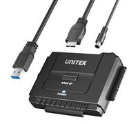 UNITEK IDE SATA USB3.0 Adaptateur Disque Dur Externe pour Universel 2.5 3.5 Pouces HDD SSD, Fonction de Sauvegarde par Une Touche(OTB), avec Alimentation Externe DC 12V 2A