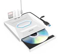 Unitek Lecteur CD/DVD externe USB C Lecteur DVD portable avec emplacements pour carte SD 3 ports USB Graveur CD ROM Lecteur de disque externe Optique Compatible avec ordinateur portable de bureau Mac
