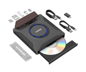 UNITEK Lecteur de CD DVD Externe avec M.2 10 Gbps et Cartes SD pour PC