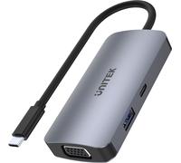 UnITEK Human Friendly Hub USB-C avec écran MST Triple écran, 2 x HDMI + VGA, 1 x Port USB-A et USB-C Power Delivery 100 W, USB 3.1 5 Gbps, 4 K @ 30 Hz, 2 K @ 60 Hz, Aluminium, SuperSpeed
