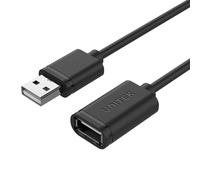UNITEK Y-C428GBK : Câble USB 2.0, USB A Mâle vers USB A Femelle, 1 mètre, 480 Mbit/s, Noir. Connecteurs droits, conditionnement sachet polyéthylène.