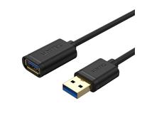 UNITEK Y-C456GBK Adaptateur USB Type-A Mâle vers USB Type-A Femelle 0.5m, USB 2.0/3.2 Gen 1 (3.1 Gen 1), Contacts Or, Noir, 5 Gbit/s