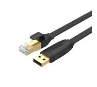 UNITEK Y-SP02001B Adaptateur Réseau USB Type-A vers RJ-45 18m, contacts plaqués or, câble plat PVC, AWG 26, Noir, Plug and Play, blindage connecteur