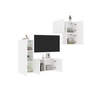 Vidaxl Unités Murales Tv 4 Pcs Blanc Bois D'ingénierie Blanc