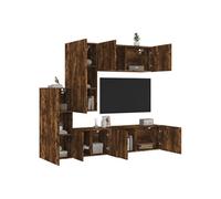 Unités Murales TV 5 pcs, Armoires de Télévision Suspendues avec Rangement, Meubles Télé de Salon, Moderne, Chêne Fumé Bois d'Ingénierie