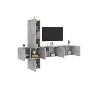 Unités Murales TV Armoires Rangement 5 pcs Gris Béton Bois d'Ingénierie vidaXL