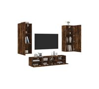 Vidaxl Unités Murales Tv 5 Pcs Chêne Fumé Bois D'ingénierie Marron