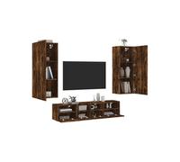 vidaXL Unités murales TV 5 pcs chêne fumé bois d'ingénierie Marron
