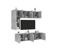 Unités murales TV 5 pcs gris béton bois d'ingénierie 3216467