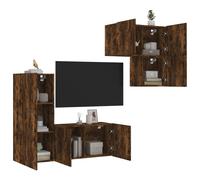 Unités Murales TV Armoires Rangement 4 pcs Chêne Fumé Bois d'Ingénierie vidaXL