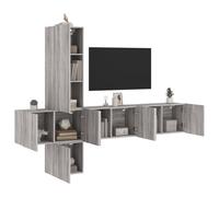 Unités Murales TV Armoires Rangement 5 pcs Gris Béton Bois d'Ingénierie vidaXL