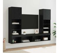 Unités murales TV avec LED 5 pcs Chêne noir 40,5 x 30 x 102 cm
