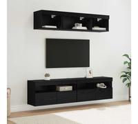 Unités murales TV avec LED 5 pcs Chêne noir 80 x 30 x 40 cm