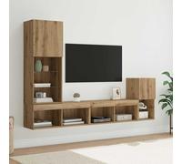 Unités Murales TV avec LED Meuble Télévision 4 pcs Bois d'Ingénierie vidaXL