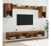 Unités murales TV avec LED 6 pcs Chêne artisanal Bois d'ingénierie