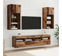 Unités murales TV en Bois d'ingénierie avec éclairage LED intégré 5 pièces 40,5 x 30 x 90 cm pour Salon et Chambre Design Moderne et Rangement spacieux