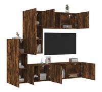 vidaXL Unités murales TV 5 pcs chêne fumé bois d'ingénierie Marron