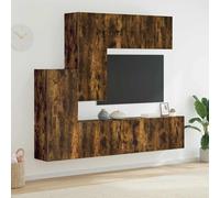 Unités Murales TV 5 pcs, Armoires de Télévision Suspendues avec Rangement, Meubles Télé de Salon, Moderne, Chêne Fumé Bois d'Ingénierie