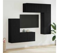 vidaXL – Unités murales TV 5 pcs suspendues avec rangement, chêne fumé bois d'ingénierie