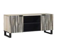 Meuble TV - VIDAXL - 4017936 - Bois de manguier massif - 2 portes - Pieds en fer