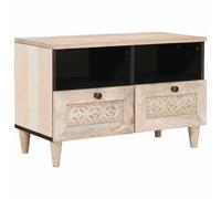 vidaXL Armoire TV avec étagère moderne Blanc 70 x 33 x 46 cm bois de manguier massif
