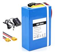 UnitPackPower Batterie au Lithium 60 V 25 Ah pour vélo électrique/avec Un Chargeur Rapide 3A - Batterie pour Trottinette électrique Tricycle électrique Fauteuil Roulant 2000w 2500W