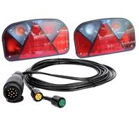 UNITRAILER ASPÖCK Kit déclairage Multipoint II LED avec faisceau Mantes 5m prise 13 broches 12V connecteurs rapides feux arrière gauche et droit set complet robuste pour remorque plateau