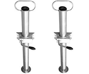 UNITRAILER ensemble 2 supports fixes avec collier tube 48 mm hauteur 600 mm charge totale 300 kg acier electro galvanise vis M10 pour remorque stationnement chargement stabilisation