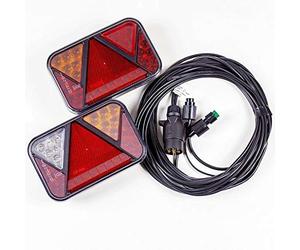 UNITRAILER FRISTOM Kit déclairage FT-270 LED avec faisceau Mantes 5m prise 7 broches 12V connecteurs baïonnette feux arrière gauche et droit set complet pour remorque plateau utilitaire