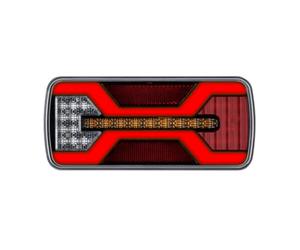 UNITRAILER KAMAR Feu arrière LED X-Spider L2425 universel 10-30V câble 0,24m à 5 fonctions position stop clignotant recul antibrouillard réflecteur IP67 E9 design moderne pour remorque camion