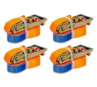 UNITRAILER Kit de 4 Sangles d'arrimage avec tendeur à cliquet 6m 50mm 5t Orange lot Professionnel pour Transport sécurisé de Charges Lourdes sur remorque Camion et Poids Lourd
