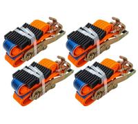 UNITRAILER Kit de 4 Sangles pour dépanneuse 3 Points avec tendeur 3m 50mm 4t Orange lot Complet de Fixation de Roues avec Blocs stabilisateurs pour Transport sécurisé de véhicules