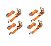 UNITRAILER Lot de 4 Sangles d'arrimage avec tendeur à cliquet 4m 35mm 2t Orange kit de Transport Robuste pour remorque Voiture dépanneuse et Utilitaire Fixation sécurisée de Cargaison et d'équipement