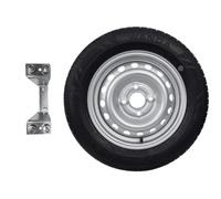 UNITRAILER - Roue de secours remorque 155/70 R13 79N - Jante 4Jx13" H2 4x100 ET30 - Alésage 57 mm - Charge 437 kg - Avec support de fixation - Pneu WANDA + Support