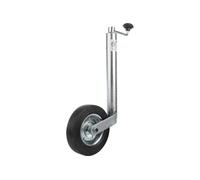 UNITRAILER Roue Jockey Tube 48 mm Charge 150 kg Hauteur 505 a 730 mm Extension 225 mm Roue 200 x 50 mm Caoutchouc Plein manivelle butee a Billes pour remorque attelage detelage