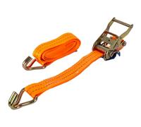 UNITRAILER Sangle d’Arrimage avec Tendeur à Cliquet 2m x 35mm - Capacité 2T, Crochets en Acier Anticorrosion, Certifiée en, Couleur Orange