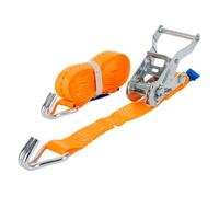 UNITRAILER Sangle d'arrimage avec tendeur à cliquet 4m de Long 25mm de Large Force 1t 1000 daN Orange pour Transport sécurisé de Charges légères sur remorques Voitures Motos et Utilitaires