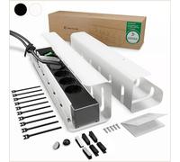 UNITURE® - Lot de 2 Passe-Cache Câble pour Bureau - Gestion des Câbles avec Montage Facile - 2 x 40 cm - Guide-Goulotte à Domicile (Blanc)