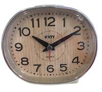 Unity Réveil à Cloche de Style, Effet Bois, 10,5 x 10 x 7 cm