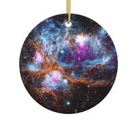 Univers de Noël en céramique galaxie espace. Imprimez des ornements 2025, ornements ronds classiques à suspendre, décorations suspendues d'arbre de Noël