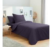 univers decor - 1 Achetée + 1 Offerte / 2 Housses de Couette 140 x 200 cm pour lit 1 Place 90 x 190 cm (Prune)