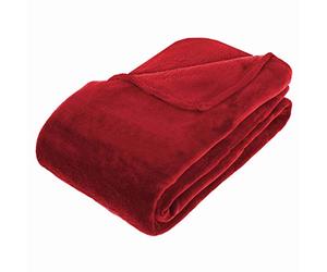 univers decor - Couverture Microfibre 180 x 230 cm Atmosphera (Rouge, Couverture Microfibre 180 x 230 cm)