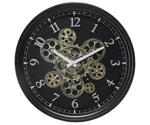 univers decor - Horloge mécanique Noire, métal Diamètre 37 cm Atmosphera