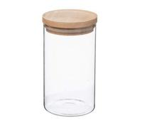 univers decor - Lot de 2 bocaux de conservation en verre et bois couvercle hermétique Atmosphera (2 bocaux de conservation couvercle hermétique, 1 Litre : 9.7 x 18 cm)