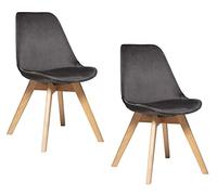 univers decor - Lot de 2 chaises en Velours Style scandinave Helsinki Atmosphera (Lot de 2 chaises en Velours scandinave, Gris Foncé)