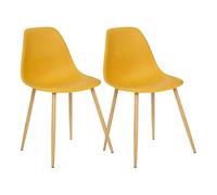 univers decor - Lot De 2 chaises Style scandinave Ava Pieds métal Imitation chêne Atmosphera (2, Ocre)