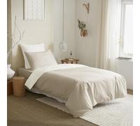 univers decor Pack Complet 4 pièces 140 x 200 cm Bicolore et réversible pour lit 1 Place 100% Coton / 57 Fils/cm² (Lin/Blanc, Pack 4 pièces 140 x 200 lit 90 x 190 cm)