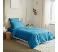univers decor Pack Complet 4 pièces 140 x 200 Unicolore 100% Coton / 57 Fils/cm². (Turquoise, Pack Complet 4 pièces 140 x 200 lit 1 Place)